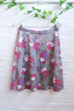 Vintage Skirt - Pistachio With Vibrant Floral - Size S/M