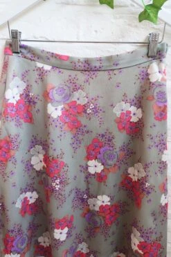 Vintage Skirt - Pistachio With Vibrant Floral - Size S/M -Style Luma Sales Store IMG 8787 2