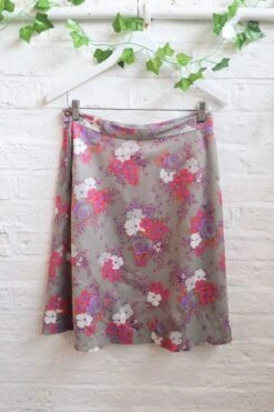 Vintage Skirt - Pistachio With Vibrant Floral - Size S/M -Style Luma Sales Store IMG 8789 2