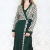 Vintage Housecoat / Wrap Dress - Green & Colourful Stripes - Size XS/S -Style Luma Sales Store IMG 8914b