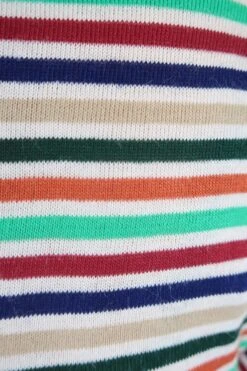 Vintage Housecoat / Wrap Dress - Green & Colourful Stripes - Size XS/S -Style Luma Sales Store IMG 8920b