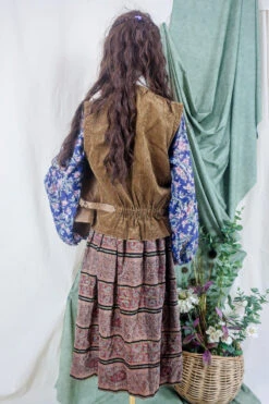 Vintage Velvet Skirt - Dusted Pink & Gold Paisley - Size XS W26 -Style Luma Sales Store bohemian hippie retro groovy vintage 70s style skirt boho fashion all about audrey 5