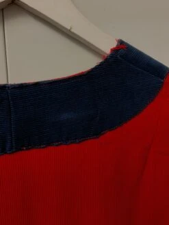 70's Vintage Dress - Corduroy Bright Red W/ Blue Trim Kaftan - Size M/L -Style Luma Sales Store image 4c6bc42e 8a65 4377 9321 029c18f3fb92
