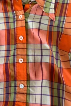 70s Vintage Top - Checkered Burnt Orange & Lime Shirt - Free Size S/M -Style Luma Sales Store image 5fe01e77 8332 40c3 b79e 85bbc9409c08