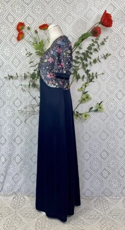 Vintage 70s Navy Sparkly Floral Top Maxi Dress - Size - S/M -Style Luma Sales Store image 8ad4d3f0 81b1 4b7d bf86 9a5d571e960b