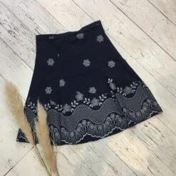 Vintage Blue & White Floral A-line Skirt - Size M