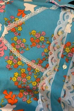 Vintage Midi Dress - Sky Blue With Bright Floral Stars - Size S -Style Luma Sales Store image e9d3db97 c3b2 41fe 9c83 b8c5b4bb7a7d