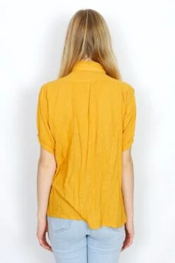 Vintage Woven Shirt - Mustard Yellow - Free Size M/L 11 Vintage Woven Shirt - Mustard Yellow - Free Size M/L -Style Luma Sales Store model wearing 1970s boho vintage shirt pre loved recycled slow fashion all about audrey 15