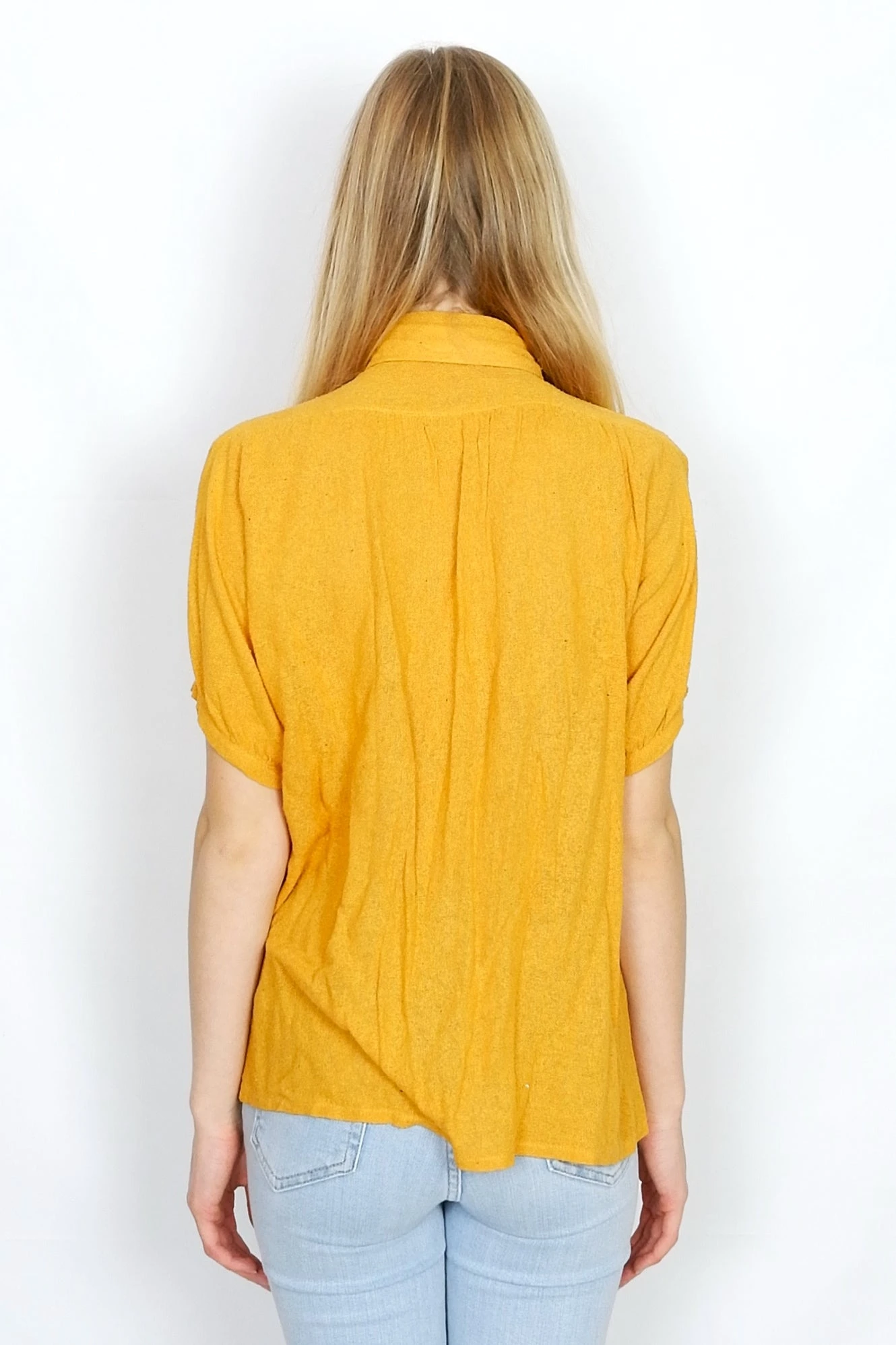 Vintage Woven Shirt - Mustard Yellow - Free Size M/L 7 Vintage Woven Shirt - Mustard Yellow - Free Size M/L - Image 5