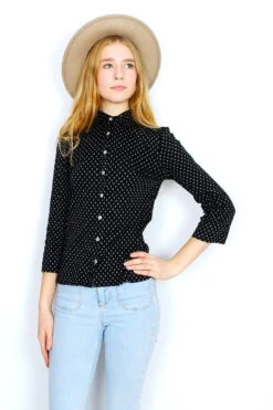 Vintage Cotton Shirt - Rook Chess Piece Motif - Size XS