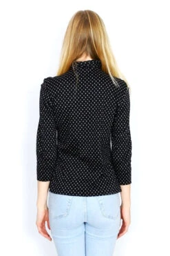 Vintage Cotton Shirt - Rook Chess Piece Motif - Size XS -Style Luma Sales Store model wearing 1970s boho vintage shirt pre loved recycled slow fashion all about audrey 4