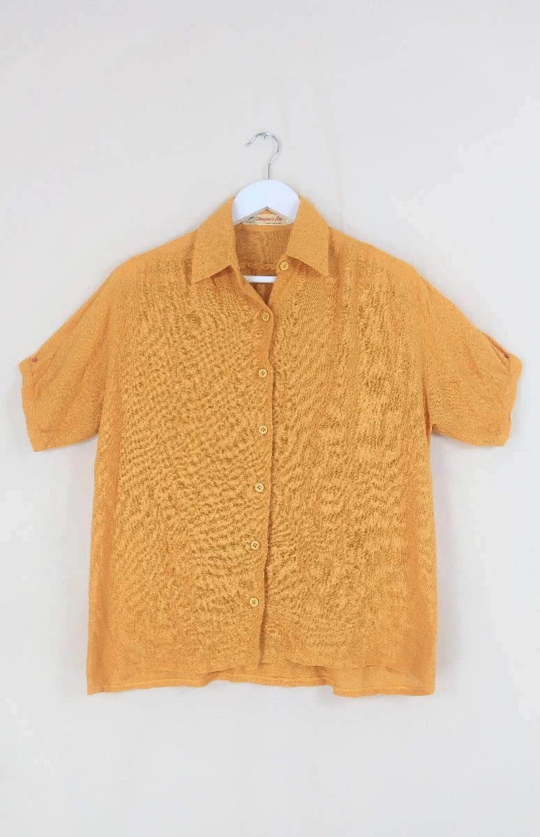 Vintage Woven Shirt - Mustard Yellow - Free Size M/L 3 Vintage Woven Shirt - Mustard Yellow - Free Size M/L