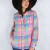 Vintage 70s Jacket / Overshirt - Baby Pink Plaid - Size S -Style Luma Sales Store vintage 1970s bohemian top folk boho shirt bright colour sustainable slow fashion all about audrey 31