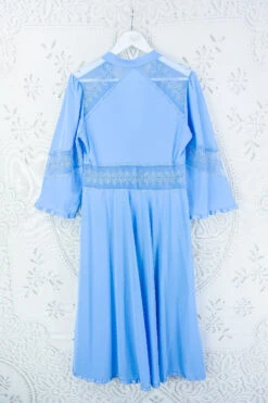 Vintage Powdered Blue Broderie Anglaise Overcoat - Size XS -Style Luma Sales Store vintage 1970s dress boho 70s style vintage clothing hippie chic summer collection by all about audrey 46