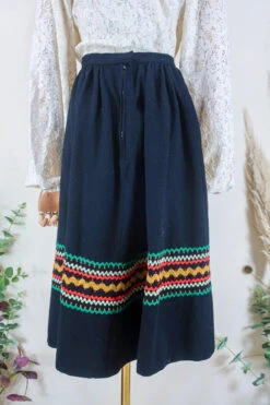 Vintage Skirt - Haberdasher's Ribbon Wobble Skirt - Size M/L -Style Luma Sales Store vintage bohemian retro bohochic 1970s hippie preloved boho clothing all about audrey 109