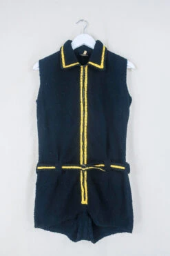 Vintage Playsuit - 1960's Bumble Bee Towelling Playsuit - Size S