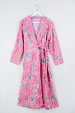 Vintage Wrap Dress - Florida Pink Carnations - Size M/L