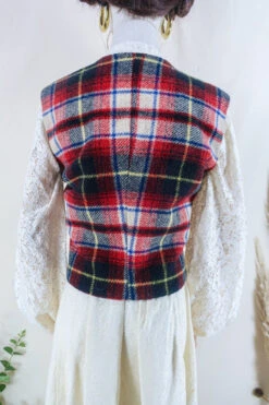 Vintage Waistcoat - Scottish Stewart's Tartan - Size S/M -Style Luma Sales Store vintage bohemian retro bohochic 1970s hippie preloved boho clothing all about audrey 42