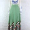 Vintage High Waisted Maxi Skirt - Bright Sage & Retro Floral - XXS
