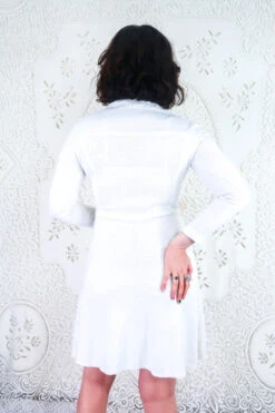 Vintage Dress - 70's Style A-Line Collared Dress - Size S 8 Vintage Dress - 70's Style A-Line Collared Dress - Size S -Style Luma Sales Store vintage retro bohemian hippiechic dress midi maxi 70s groovy gogo all about audrey 93