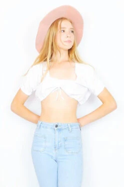 Vintage Crop Top - Glowing White - Size M